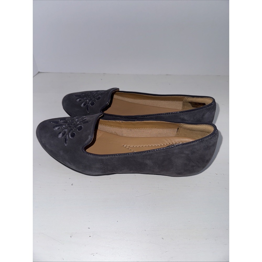 Clarks Artisan Alitay Kallen Purple Suede Embroidered Flats Smoking Slipper 7.5 - Picture 4 of 8